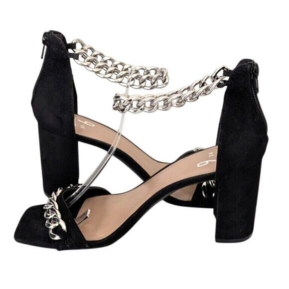 Chain Strap Sandals 8 Party Event Whimsigoth Coquette Prom Clubwear Block Heel - Picture 5 of 9
